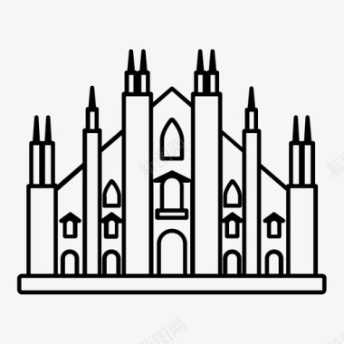 米兰大教堂大厦哥特式图标图标