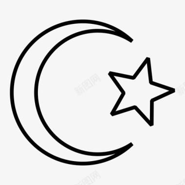 星星和新月宗教符号行星图标图标