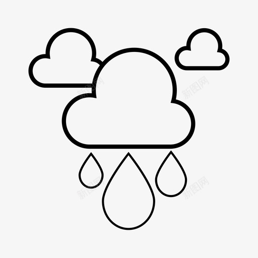 雨天气水图标svg_新图网 https://ixintu.com 冬季 天气 天气图标 气候 气象 水 洒水 阴天 降水 雨 预报