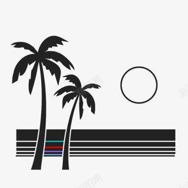 棕榈树海滩加利福尼亚图标图标
