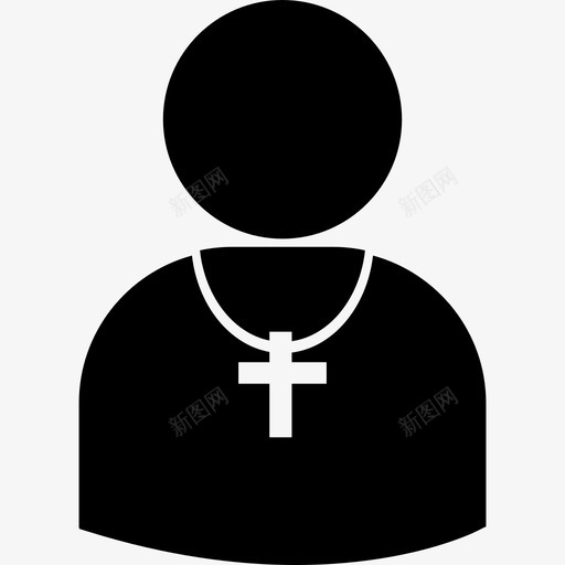 牧师剪影与十字架人类3填充图标svg_新图网 https://ixintu.com 人类3 填充 牧师剪影与十字架