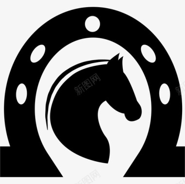 马蹄铁内的马头侧视图动物马2图标图标