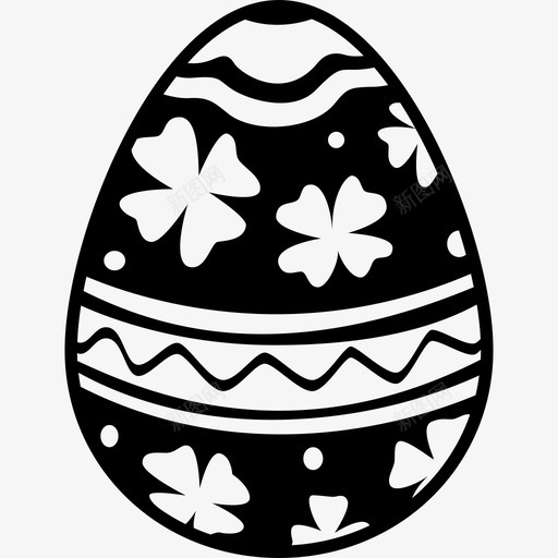 复活节彩蛋有花和线装饰食物图标svg_新图网 https://ixintu.com 复活节彩蛋 有花和线装饰 食物