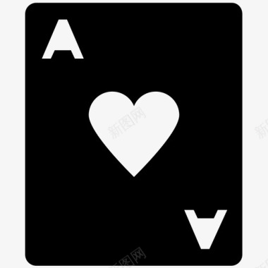 扑克牌爱情和浪漫大胆的固体图标图标