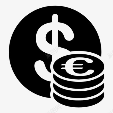 美元和欧元支付货币兑换图标图标