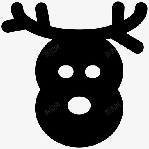 驯鹿头圣诞节大胆的实心图标svg_新图网 https://ixintu.com 圣诞节大胆的实心图标 驯鹿头