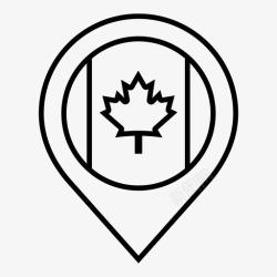 枫树轮廓加拿大加拿大国旗地理位置图标高清图片