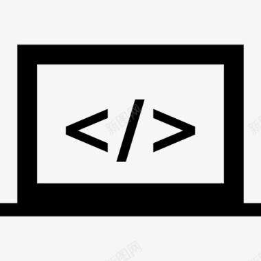 屏幕上有代码标志的笔记本电脑图标图标