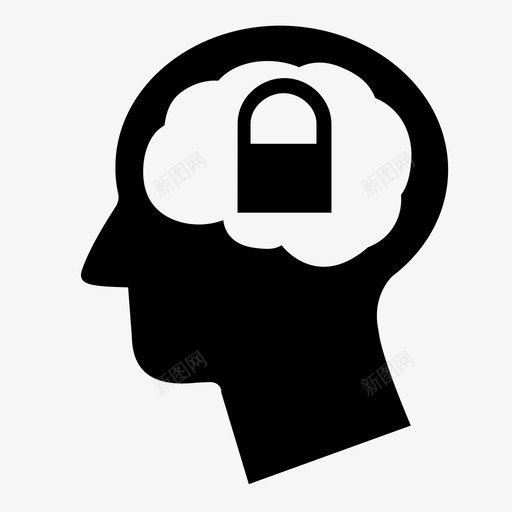 锁脑头图标svg_新图网 https://ixintu.com 人 人的想法 头 密码 思考 脑 锁