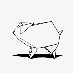 矢量折纸猪折纸猪动物园猪图标高清图片