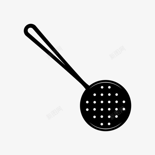 开槽勺汤勺图标svg_新图网 https://ixintu.com 勺 厨房 厨房用品 吃的 开槽勺 把手 汤 蝙蝠 食物