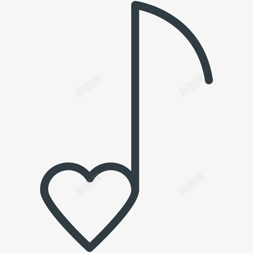 音乐主题爱情和浪漫线图标svg_新图网 https://ixintu.com 爱情和浪漫矢量线图标 音乐主题