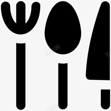 餐具食物大胆的固体图标图标