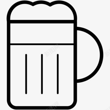 啤酒杯夏季线图标图标