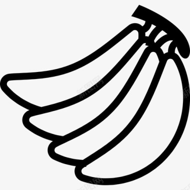 香蕉四件套轮廓食物肖像图标图标