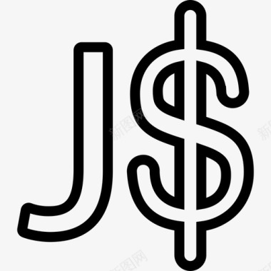 牙买加美元货币符号符号货币图标笔划图标