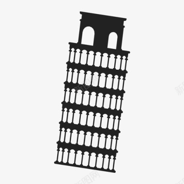 比萨塔角建筑图标图标