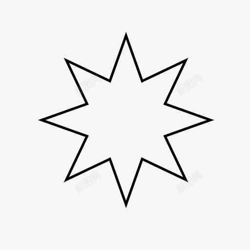星星明亮的天上的图标svg_新图网 https://ixintu.com 八个 发光的 天上的 太阳 明亮的 星星 星星细线 核的 点的