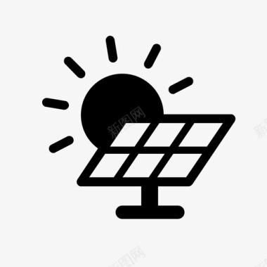 太阳能板太阳反射图标图标
