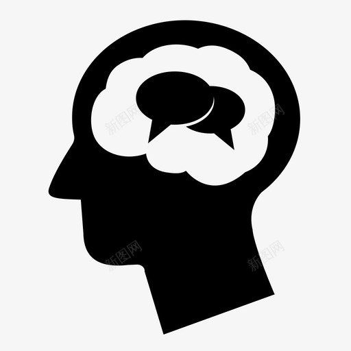 聊天大脑对话图标svg_新图网 https://ixintu.com 信息 大脑 对话 思考 男人 男人的想法 窗口 聊天 说话 谈话