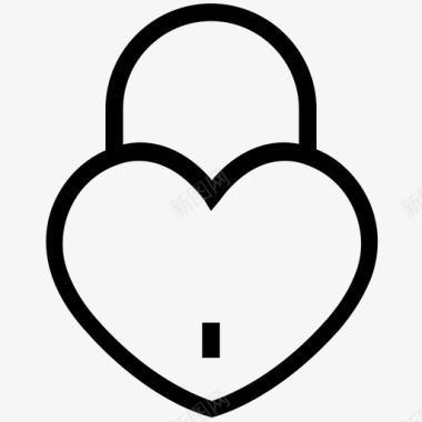 心形锁爱情浪漫线图标图标
