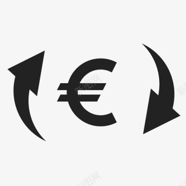 欧元兑换自由市场股票价值图标图标