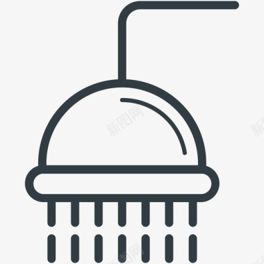 淋浴喷头酒店和餐厅线图标图标