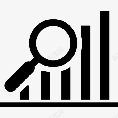 数据搜索界面带有放大镜工具的条形图符号业务数据分析图标图标