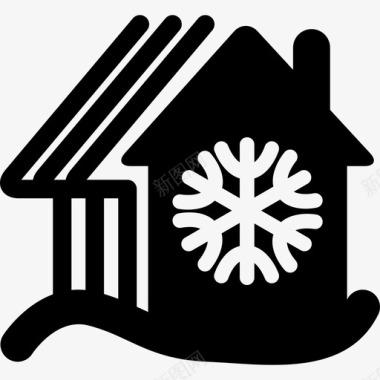 雪山上的乡村别墅建筑物图标图标