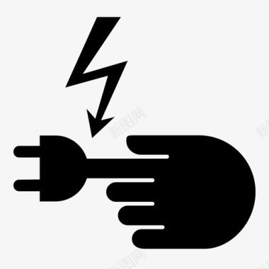 电气危险电击插头图标图标