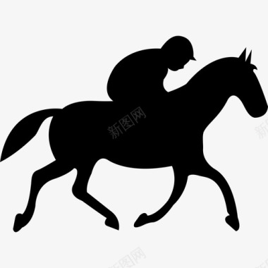 骑师黑色侧影跑马动物马2图标图标