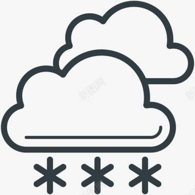 降雪天气线图标图标