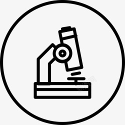 一个显微镜显微镜在一个圆的轮廓工具和器具几个笔画图标高清图片