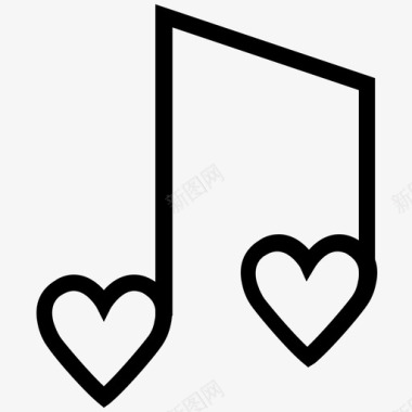 音符爱情和浪漫线图标图标