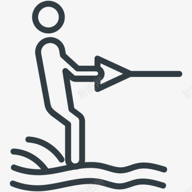 滑水运动线图标图标