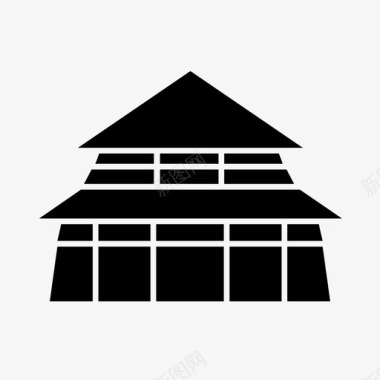 佛寺古代建筑图标图标