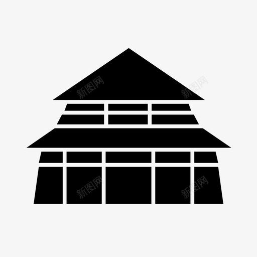 佛寺古代建筑图标svg_新图网 https://ixintu.com 佛寺 佛陀 古代 宗教 建筑 祈祷