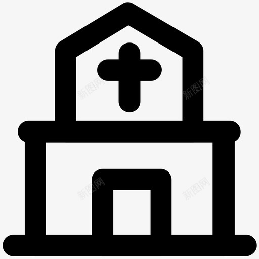 教堂建筑和家具加粗线条图标svg_新图网 https://ixintu.com 建筑和家具加粗线条图标 教堂