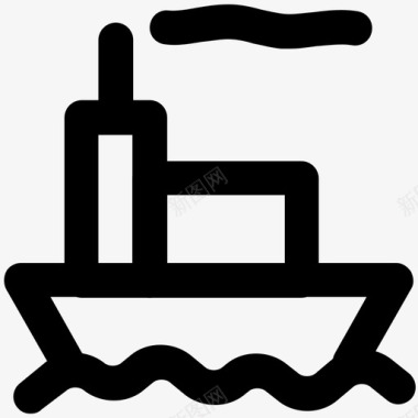 船旅行加粗线图标图标