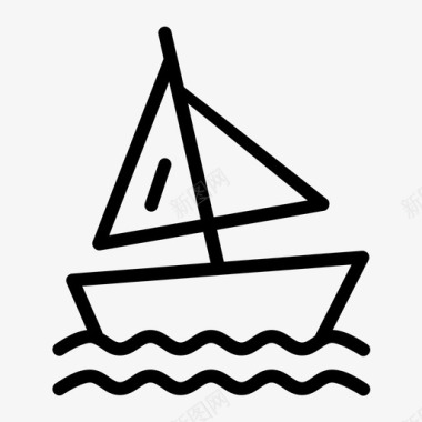 游艇帆船月亮图标图标