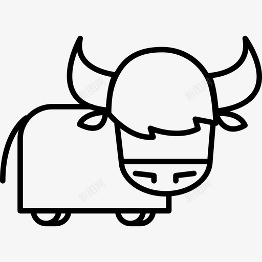 公牛卡通变种动物几笔图标svg_新图网 https://ixintu.com 公牛卡通变种 几笔 动物