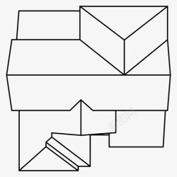 屋顶俯视鸟瞰房子屋顶平面图图标高清图片