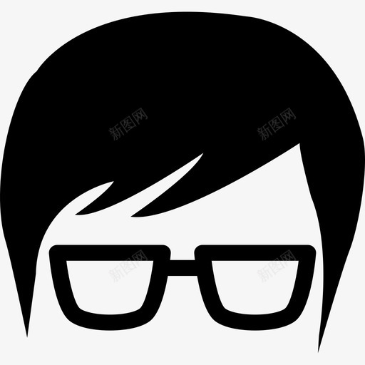 戴着眼镜和头发的脸图标svg_新图网 https://ixintu.com 戴着眼镜和头发的脸