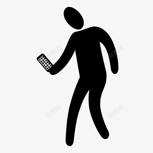 带着手机走路图标svg_新图网 https://ixintu.com 带着手机走路