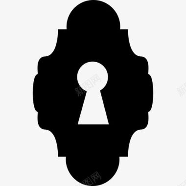 黑色钥匙孔优雅的轮廓形状钥匙孔图标图标