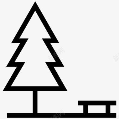 公园露营地圣诞树图标图标