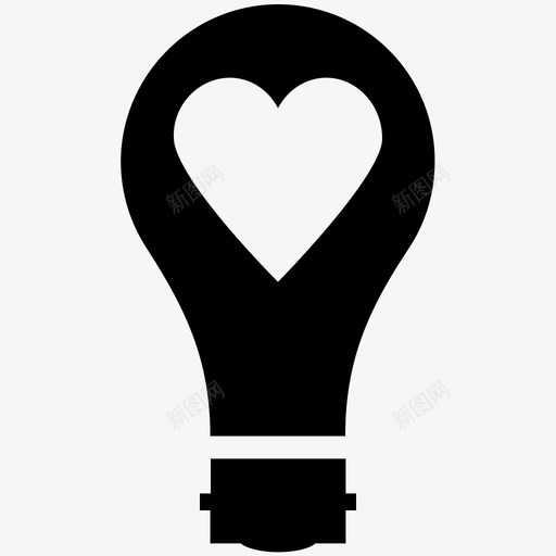 心在灯泡爱和浪漫酷标图标svg_新图网 https://ixintu.com 心在灯泡 爱和浪漫酷矢量图标