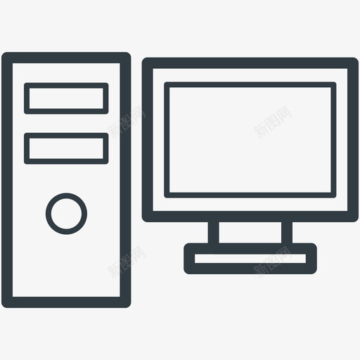 计算机教育线图标svg_新图网 https://ixintu.com 教育矢量线图标 计算机