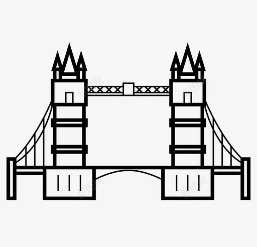 塔桥英国地标图标svg_新图网 https://ixintu.com 人行道 伦敦 伦敦地标 地标 塔桥 悬索 景观 泰晤士河 英国