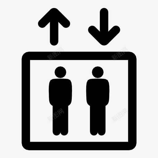 电梯下降载人图标svg_新图网 https://ixintu.com 上升 下降 乘客 换乘 电梯 载人 顶部